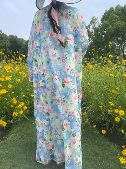 MSL890 Oil Painting Garden Open Abaya
