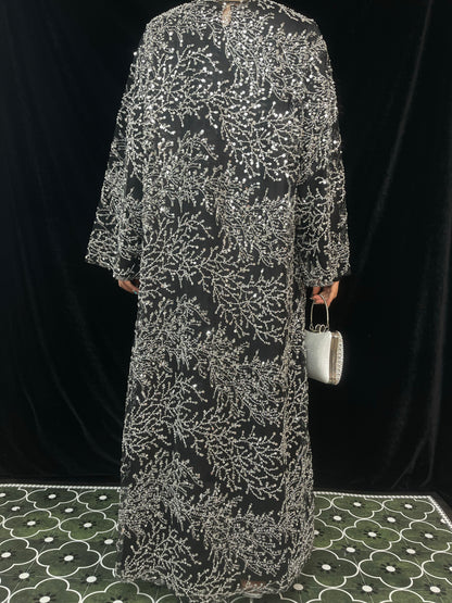 MSL895 The Night Shines Open Abaya Set