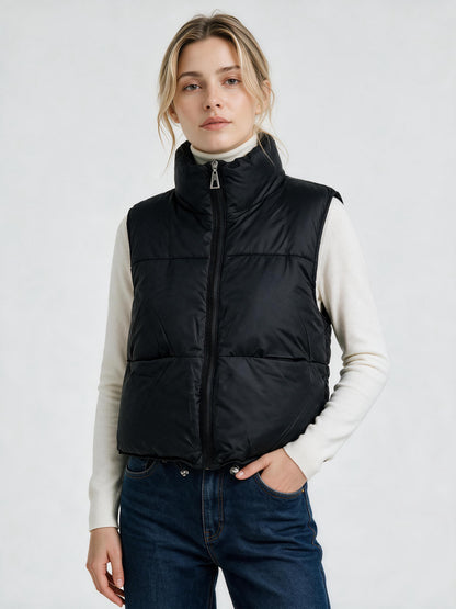 910 Sleeveless Puffer Vest - High Collar, Warm | Hojumbo