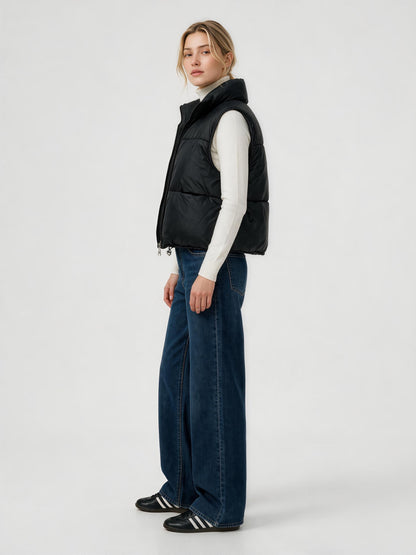 910 Sleeveless Puffer Vest - High Collar, Warm | Hojumbo