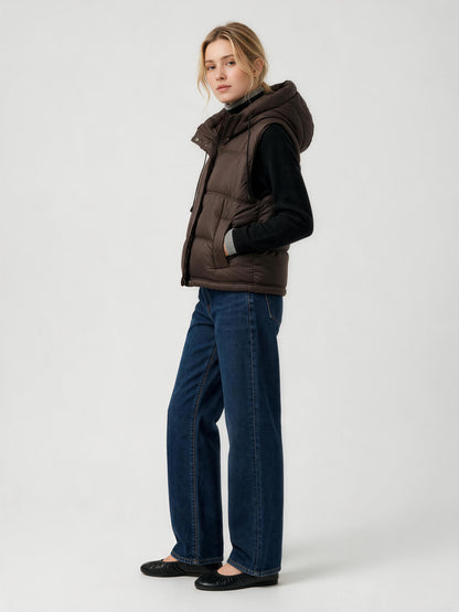 915 Sleeveless Puffer Vest - Hooded, Drawstring, Warm | Hojumbo