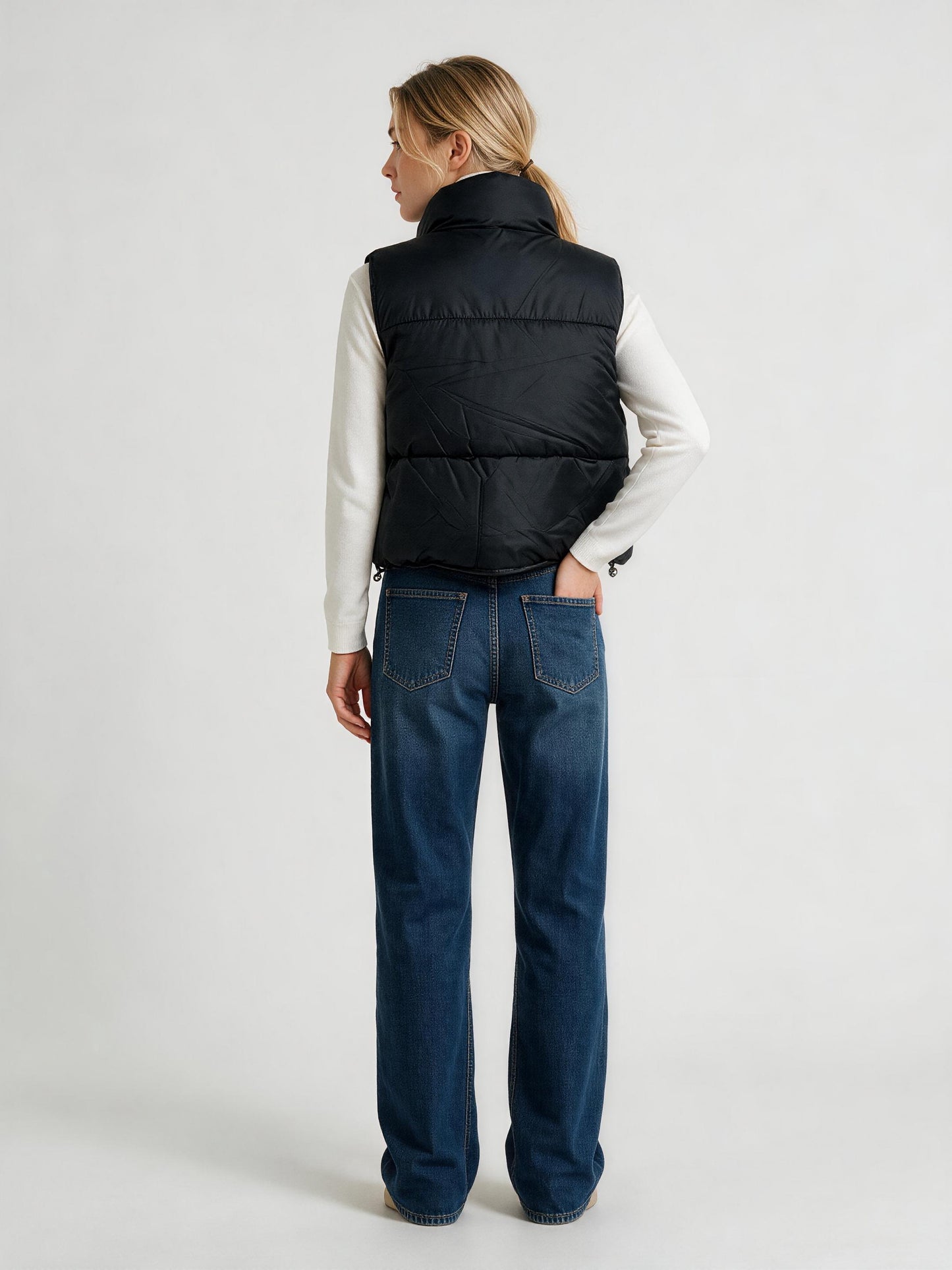910 Sleeveless Puffer Vest - High Collar, Warm | Hojumbo