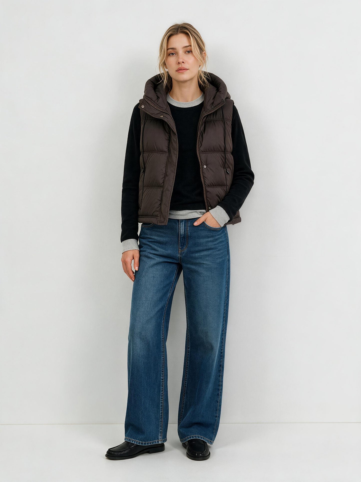 915 Sleeveless Puffer Vest - Hooded, Drawstring, Warm | Hojumbo