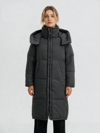 921 Puffer Jacket - High Collar, Hooded, Long Length | Hojumbo