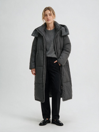 921 Puffer Jacket - High Collar, Hooded, Long Length | Hojumbo