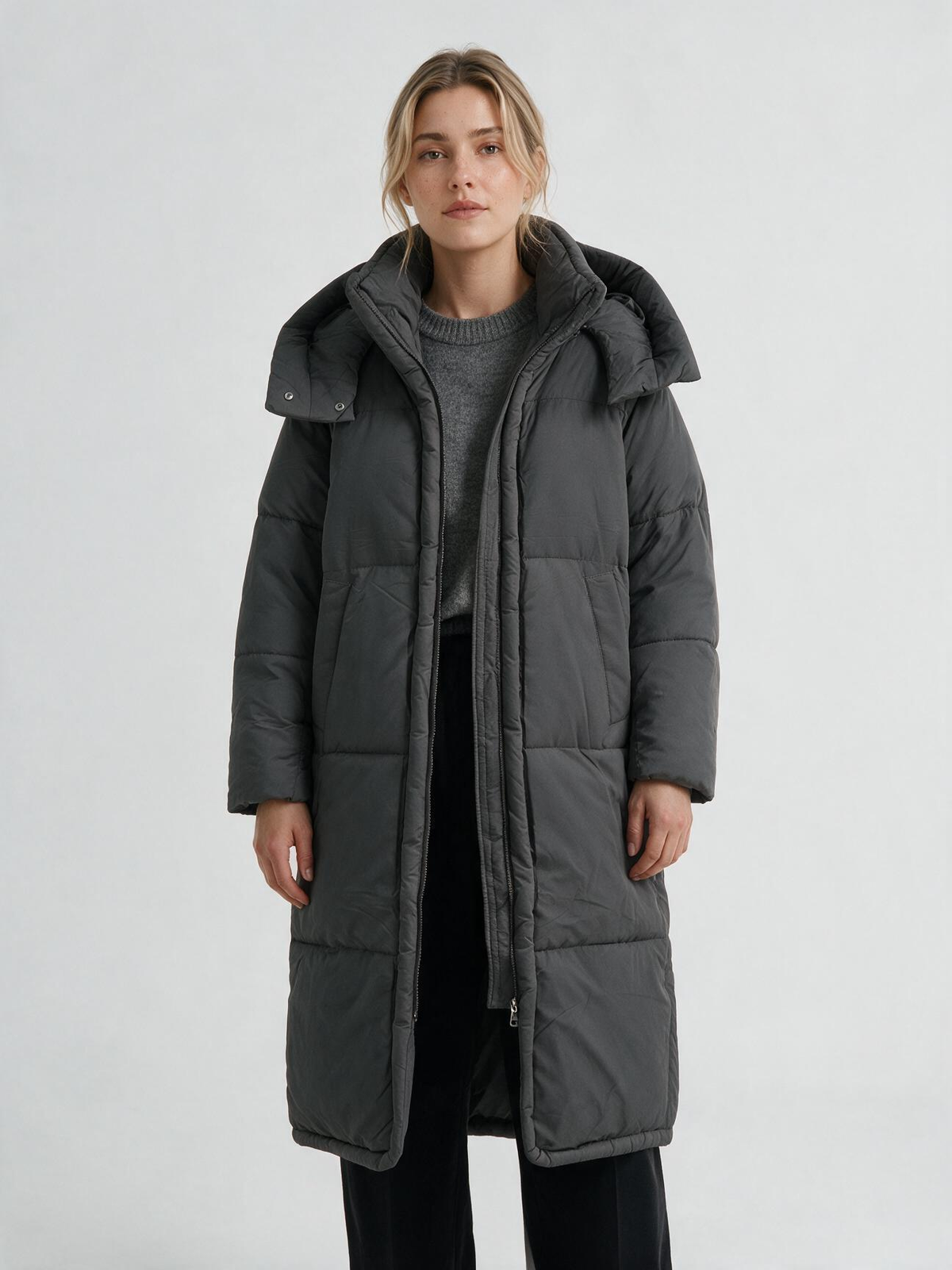 921 Puffer Jacket - High Collar, Hooded, Long Length | Hojumbo