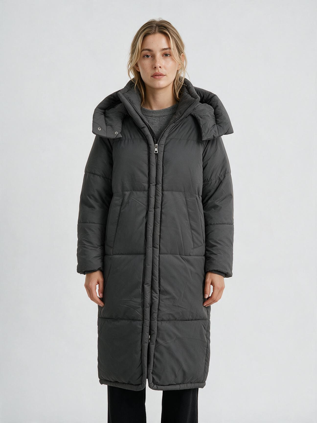 921 Puffer Jacket - High Collar, Hooded, Long Length | Hojumbo