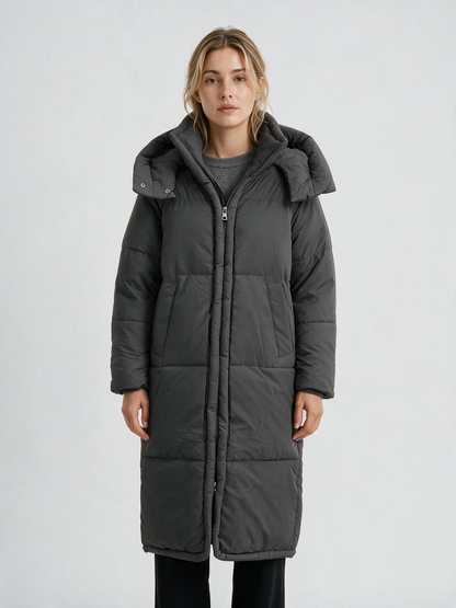 921 Puffer Jacket - High Collar, Hooded, Long Length | Hojumbo