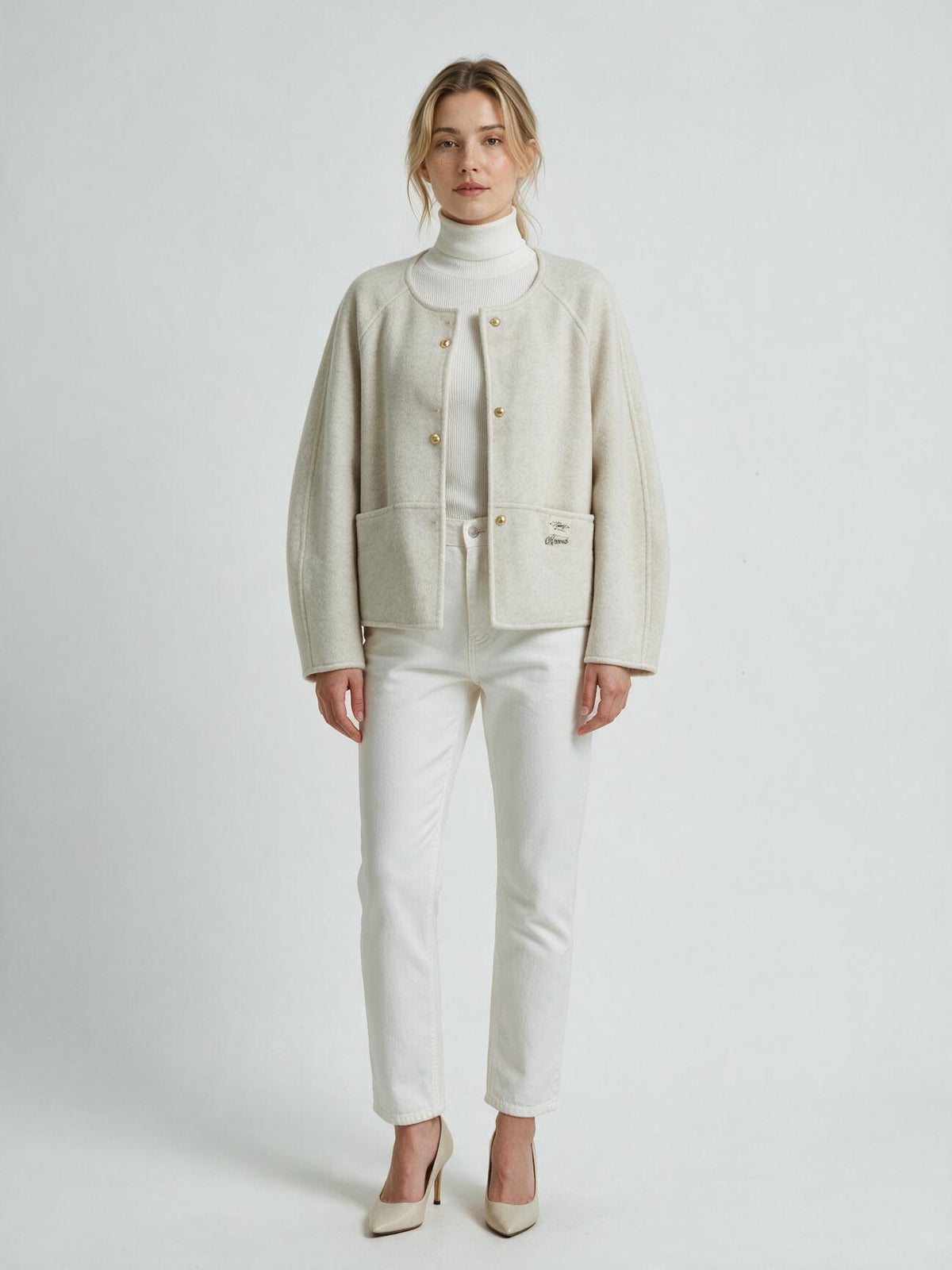 6026 Coat - 15% Wool, Round Collar, Short Length | Hojumbo