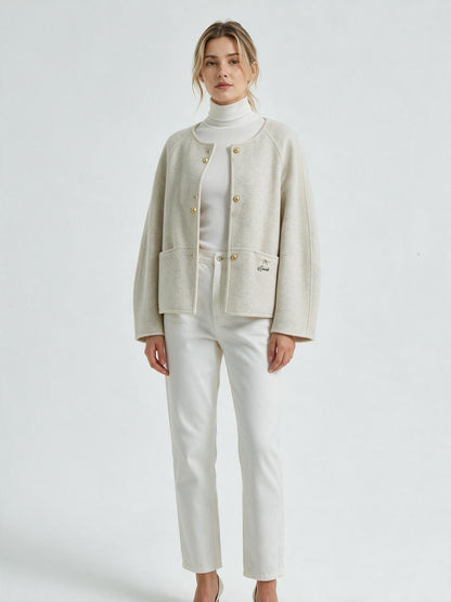 6026 Coat - 15% Wool, Round Collar, Short Length | Hojumbo