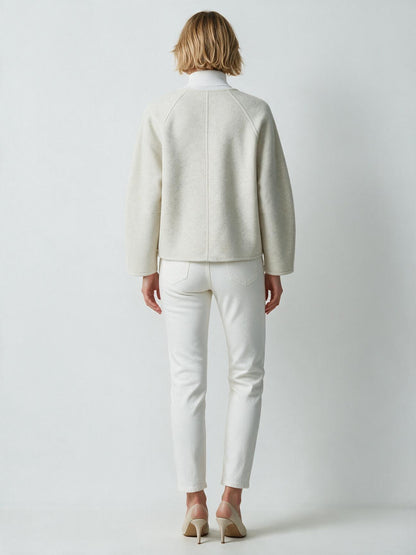 6026 Coat - 15% Wool, Round Collar, Short Length | Hojumbo