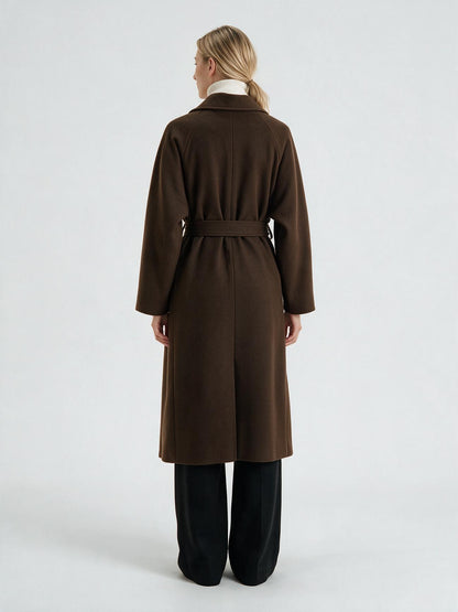 Women's Long Coat - High Collar, Belted | MN023 | Hojumbo