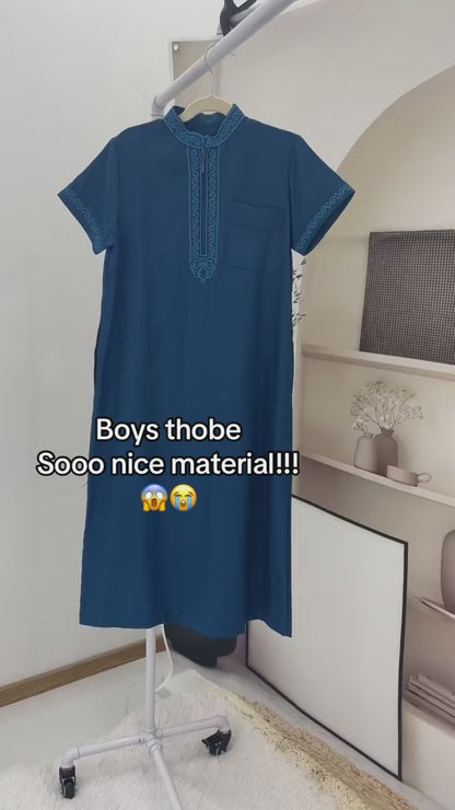 Islam Boy Thobe Ramadan Muslim Middle East Arab Dubai Malaysian Kids Loose Embroidery Clothing MSL207