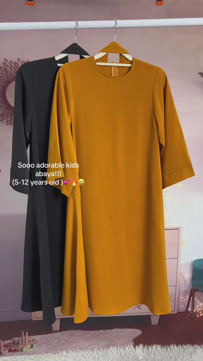 Ramadan Middle Eastern Muslim Girls Solid Color Flared Sleeve Base Abaya with Belt MSL999