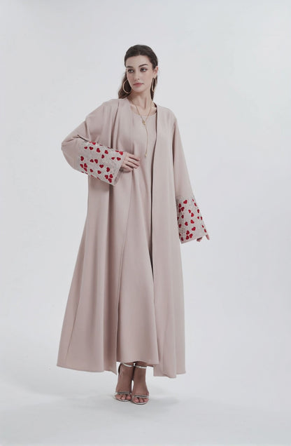 Ramadan islamic clothing kebaya Middle East Muslim women's solid color cuff love embroideryt cardigan Abaya MSL821