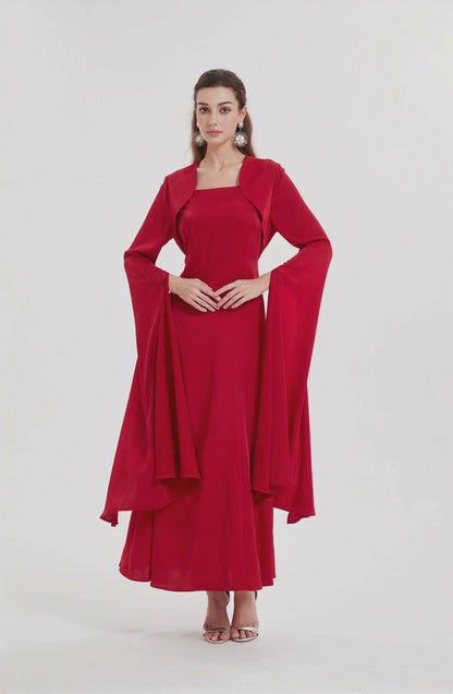 Middle East Muslim women's dress Abaya solid color elegant open long sleeve dress MSL0255