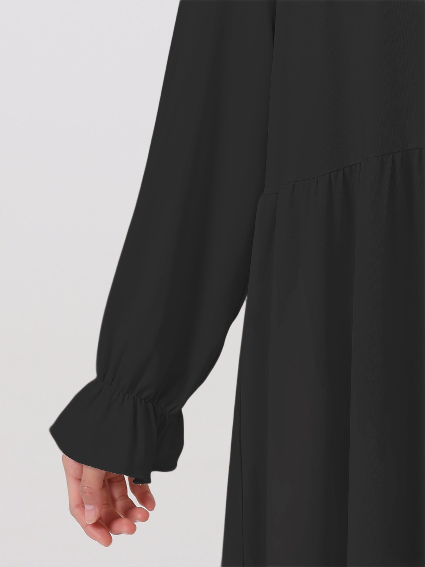 MSL0509 Modest Girls' Abaya Set - Flared Sleeve, Lace Hijab, 2-Piece | Hojumbo