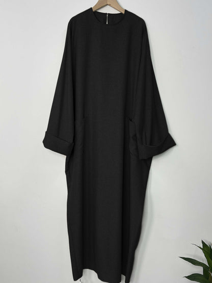Middle Eastern Muslim long gown, women's long dress, solid-colored pocket Islamic dress Abaya GBR01