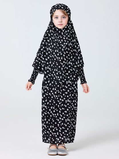 Ramadan Muslim kids Girls Abaya Long Kaftan Robe Dress Kids Clothes For Gift MSL966