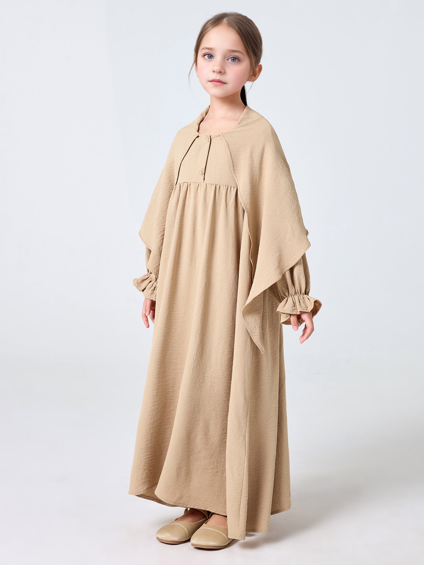 MSL2166 Girls Dress - Hooded Collar, Solid Color, Loose Fit | Hojumbo