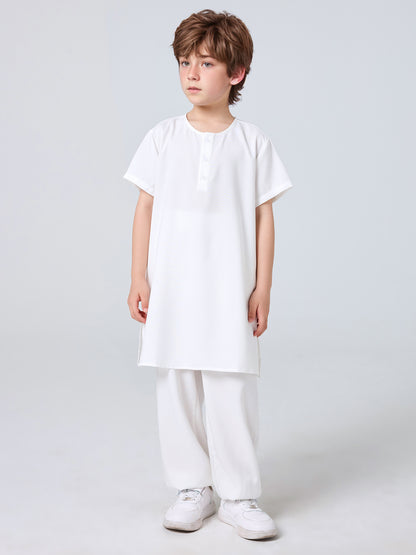 MSL2110 Boys 2-Piece Set - Short Sleeve, Solid Color | Hojumbo