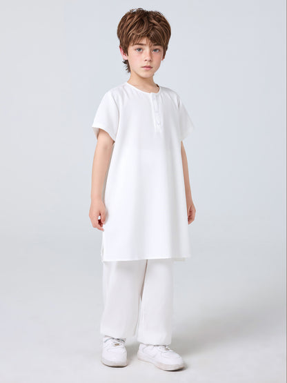 MSL2110 Boys 2-Piece Set - Short Sleeve, Solid Color | Hojumbo