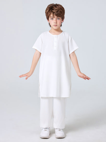 MSL2110 Boys 2-Piece Set - Short Sleeve, Solid Color | Hojumbo