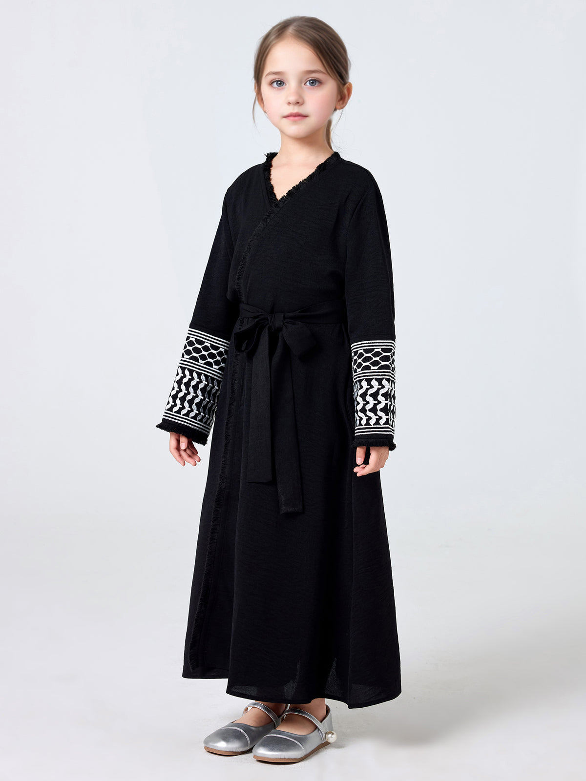 MSL202 Girls' Coat - Embroidered, Belted | Hojumbo