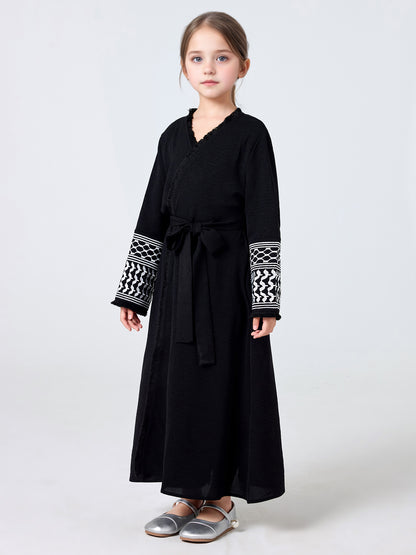 MSL202 Girls' Coat - Embroidered, Belted | Hojumbo