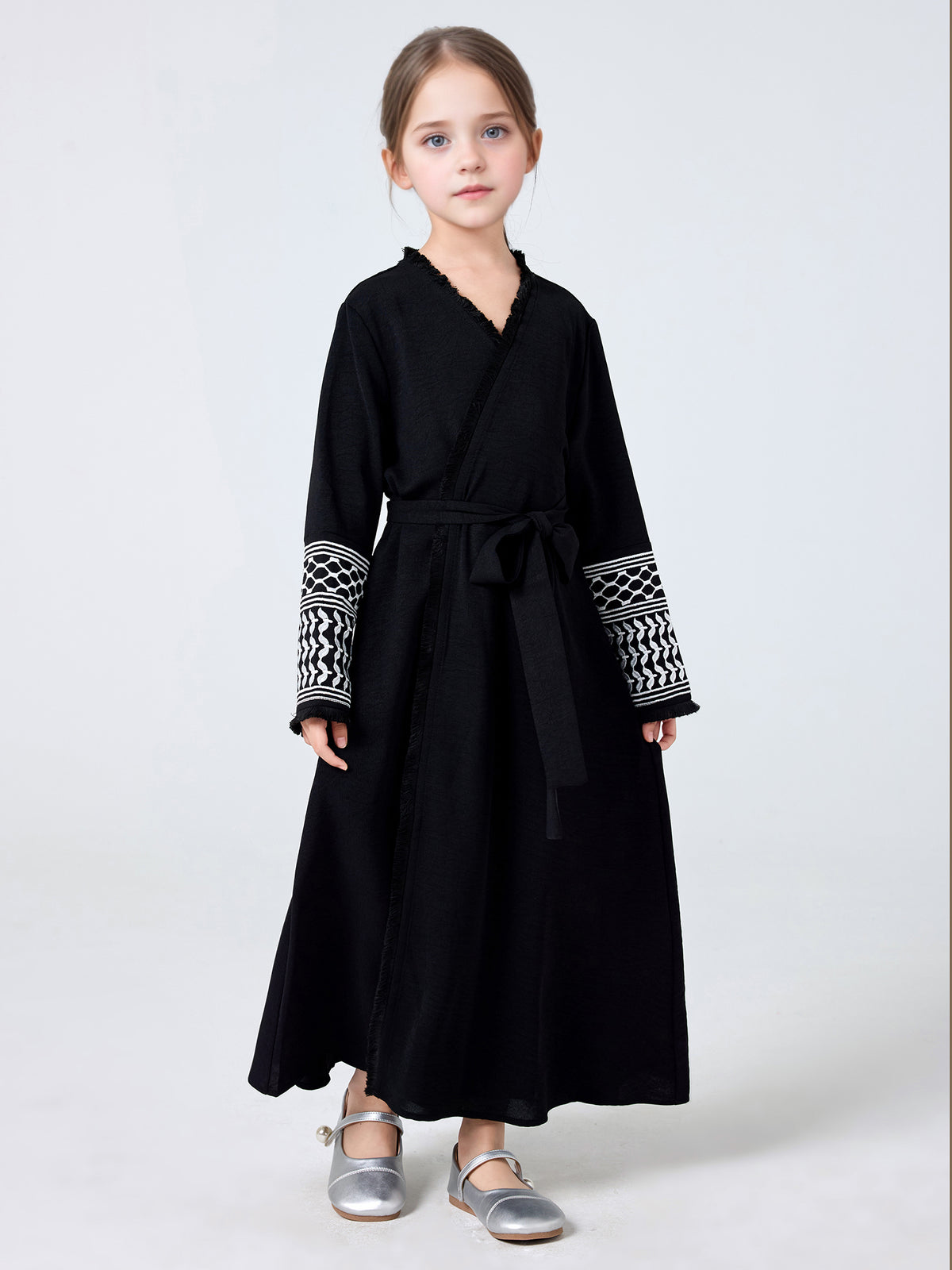 MSL202 Girls' Coat - Embroidered, Belted | Hojumbo
