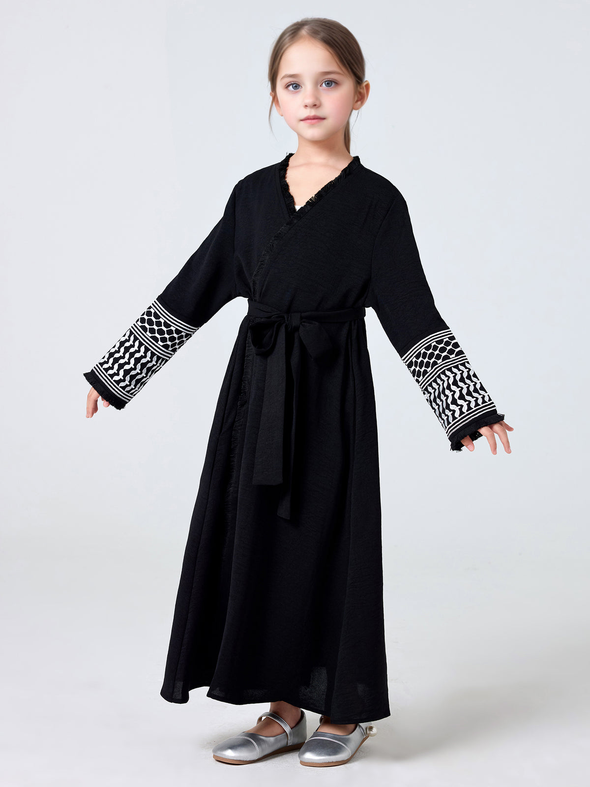 MSL202 Girls' Coat - Embroidered, Belted | Hojumbo