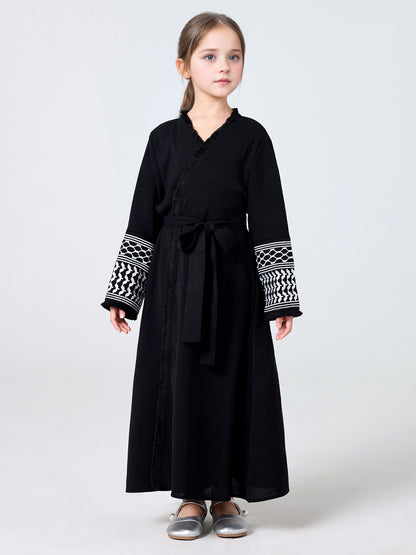 MSL202 Girls' Coat - Embroidered, Belted | Hojumbo