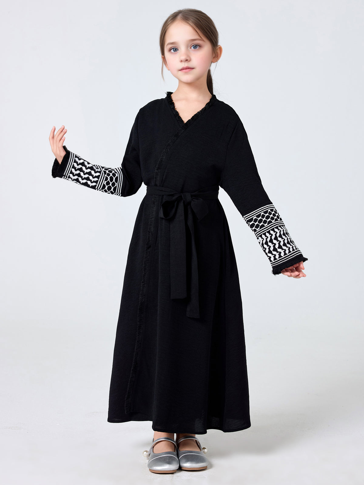 MSL202 Girls' Coat - Embroidered, Belted | Hojumbo
