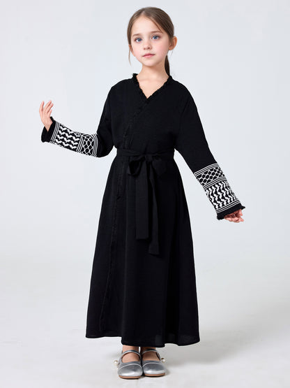 MSL202 Girls' Coat - Embroidered, Belted | Hojumbo